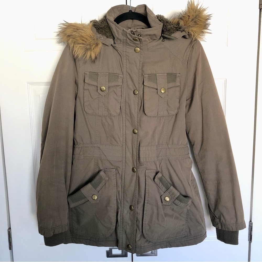 Miss Sixty Olive Green Utility Puffer Jacket Size M
